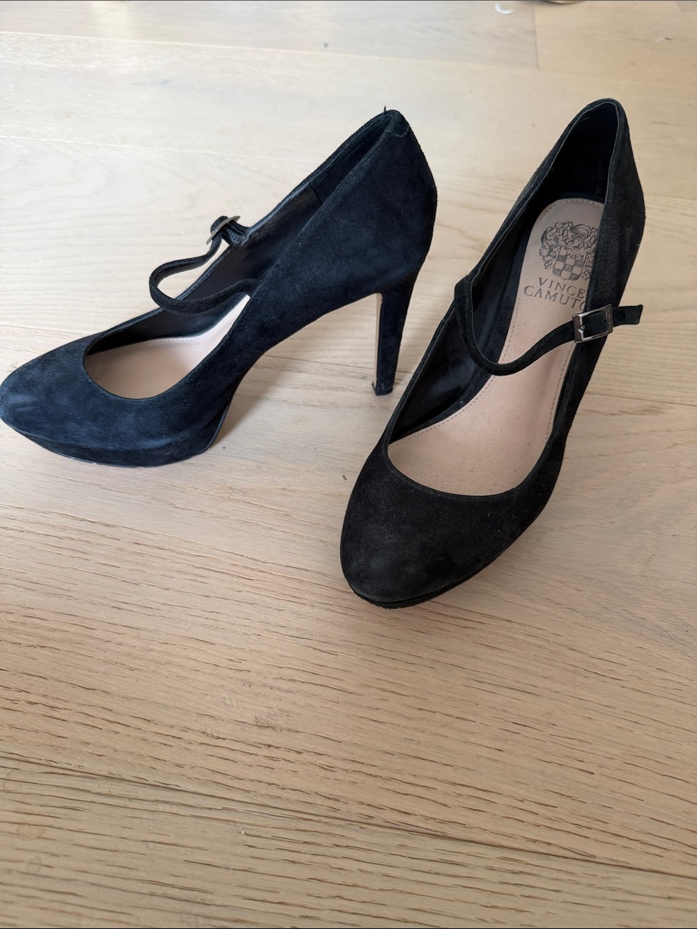 Vince Camuto Black Suede Mary Jane Pumps
